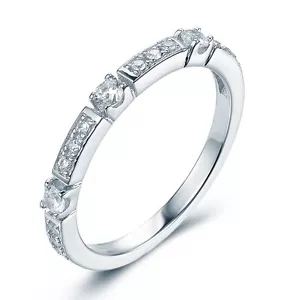 925 STERLING HALF ETERNITY WEDDING BAND CZ ENGAGEMENT RING SIZE 2.5-15 ML3295 - Picture 1 of 4