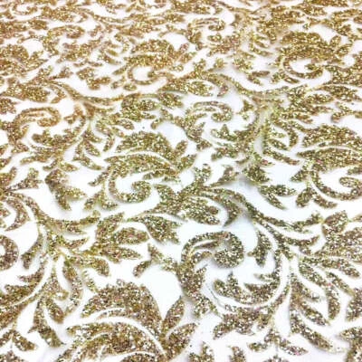 5 Yardas / Bielorrusia ORO METÁLICO Brillo en Encaje de Malla de Tul Claro Foto 1 de 3