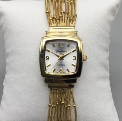 Geneva Watch Women 22mm Gold Tone Multi Chain Band New Battery 6.5" - Image 1 of 4