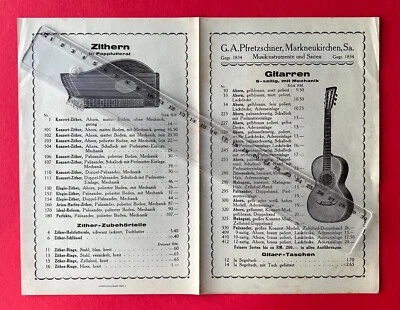 alte Preisliste G. A. Pfretzschner Markneukirchen um 1935 Gitarren  ( F24455 - Bild 1 von 2