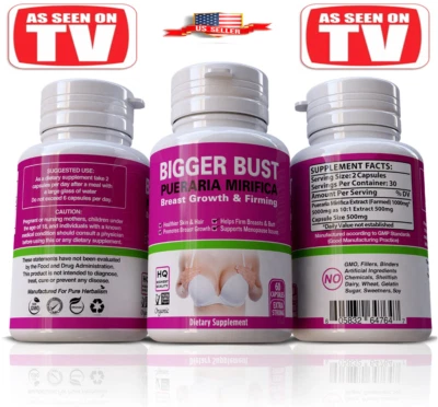 Bigger Bust XL Breast Growth Capsules Female Estrogen Enhancement 60 Pills - Image 1 of 4