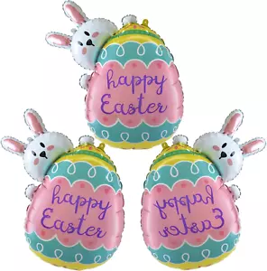 Easter Bunny Rabbit Eggs Balloons for Easter Party Decorations - 3Pcs - Picture 1 of 12