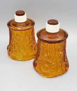 Amber Pressed Flower Set of Mid Century Candle Holder Pegs - Picture 1 of 4
