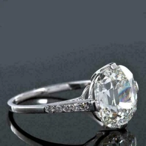 14 Karat Weißgold 3, kt weißer Moissanit-Verlobungsring im Rundschliff Größe 9 - Bild 1 von 2