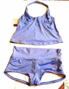 Swim Systems Cornflower Blue Tankini Boyshorts Swimsuit Sz S Top/L Bott NWT$120 - Picture 1 of 5
