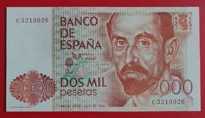 1980 (ND 1983) SPAIN 2000 PESETAS 'GEM UNC'【P-159】 - Image 1 of 4