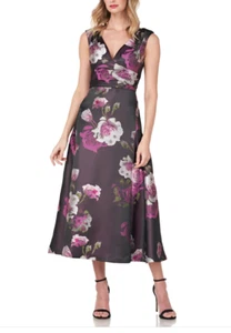 Kay Unger Vivienne wadenlanges Kleid mit Blumenmuster (Größe 14)^ - Bild 1 von 5