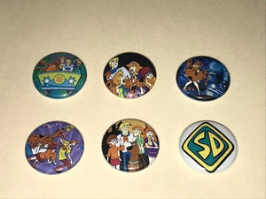 1" SET OF 6 SCOOBY DOO CARTOON LAPEL BADGE BUTTON PINS PINBACK [P410] - Picture 1 of 2