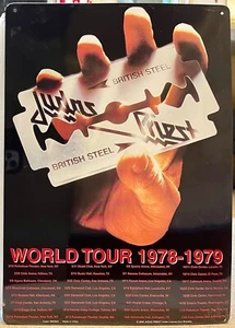 JUDAS SACERDOT British Steel Tour Poster Insegna Riproduzione Metallo - Foto 1 di 1