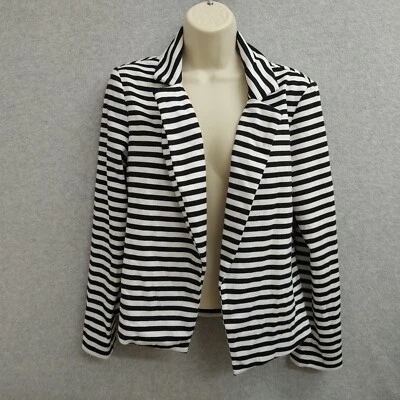 Cárdigan suéter Velerie Stevens para mujer pequeño negro a rayas manga larga abierta Foto 1 de 4