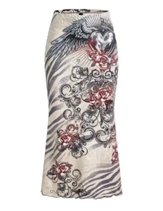  Womens Size 12-14 UK Heart Rose Fitted Maxi Bodycon Skirt Mermaid Trumpet Hem L - Picture 1 of 4