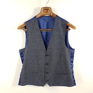 Camp David Anzugweste Herren Gr. 50 Blau Grau Wolle Baumwolle Leinen Weste Gilet - Bild 1 von 8