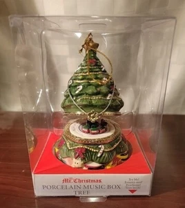 Mr Christmas Tree Music Box With Rotating Train Set Porcelain Christmas - Picture 1 of 5