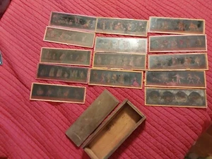 14 Antique Magic Lantern Slides People,Children Characters Victorian Lot - Picture 1 of 9
