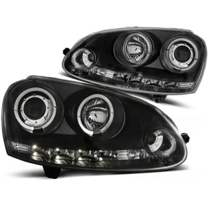 Phares DEL Angel Eyes convient pour Volkswagen Golf 5 à partir de 2003-2009 en noir - Photo 1/1