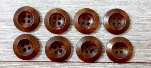 деревянные коричневые швейные пуговицы 4 отверстия 3/4 дюйма 8 шт. новые - Изображение 1 из 2