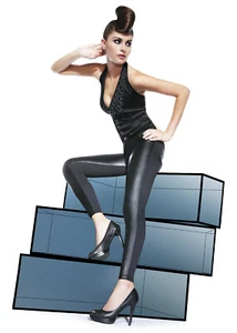 Hose Leggings Stretch 200 DEN Kunstleder Fleece Schwarz Ingrid Figurbetont - Picture 1 of 7