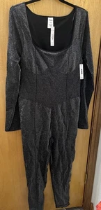 Victoria’s Secret black silver Seamless long sleeve one piece Body Suit XXL - Picture 1 of 9