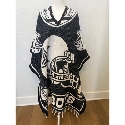 Poncho Dallas Cowboys NFL capacete de futebol estrela malha cobertor azul branco - Imagem 1 de 4