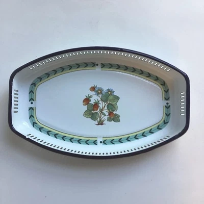 Bandeja de cesta de pan Villeroy & Boch Roanne planta de fresa metal esmalte Foto 1 de 4