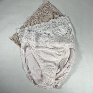 Soma 3 Pair Lace Trim Stretch Panties-Beige, Pink & White Size Medium - Picture 1 of 2