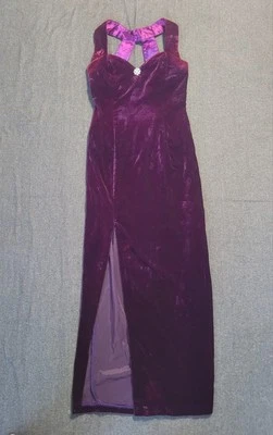 Vestido de terciopelo púrpura profundo Jessica Gunne Sax vintage años 80 90 halter abertura ajustada XS Foto 1 de 4