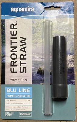 Aquamira Frontier Filter Straw Blu Line Compact Ultralight Water Purification - Image 1 of 2