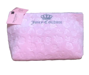 Neu mit Etikett Juicy Couture hellrosa Kosmetiktasche Velours Rosen mit saftiger Flasche - Bild 1 von 5