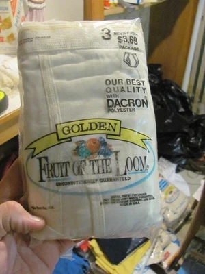 vintage mens NOS 60s 70s fruit of the loom medium 34-36 briefs underwear white - Image 1 of 3