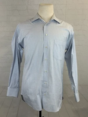 Burberry USA Men's Light Blue Plaid 100% Cotton Dress Shirt 16 33 - Image 1 of 4