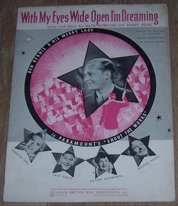 With My Eyes Wide Open I'm Dreaming Ben Bernie Jack Oakie 1934 Movie Sheet Music - Picture 1 of 1