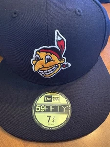 vintage Cleveland Indians hat 7 3/4 Chief wahoo Authentic 59FIFTY Fitted Cap - Picture 1 of 10