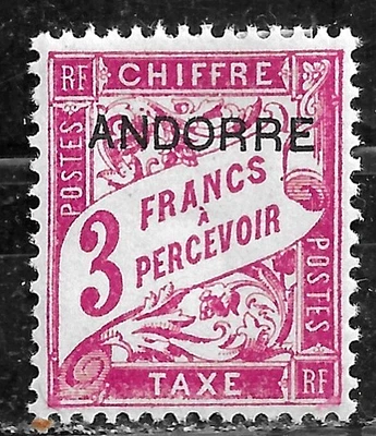 HICK GIRL- MINT FRENCH ANDORRE STAMP   SC#J8  1931  POSTAGE DUE     M68 - Image 1 of 2