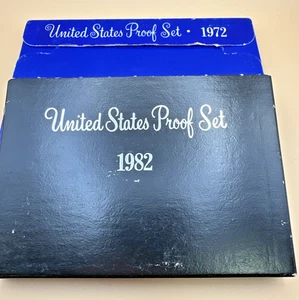 1972 S & 1982-S United States 5 Coin Proof Sets In Mint Cases - Picture 1 of 8