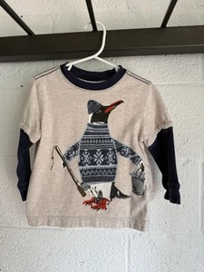 EUC Hanna Andersson Penguin Shirt SZ 90 US 3T Long Sleeve - Picture 1 of 6