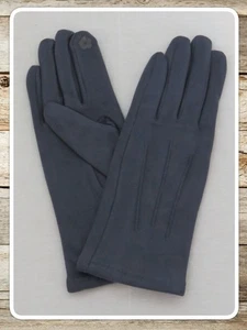 BNWT, LAGENLOOK, SLATE BLUE, SEAMED-BACK, FAUX-SUEDE, PLUSH-LINED, GLOVES - Picture 1 of 7