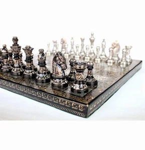 Premium Brass Made Chess Board Game Set + All Brass Pieces - Picture 1 of 5