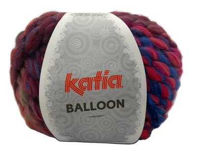 Katia BALLOON #55 Red Blue Pink Light Super Bulky Yarn Wool Acrylic Blend - Image 1 of 3