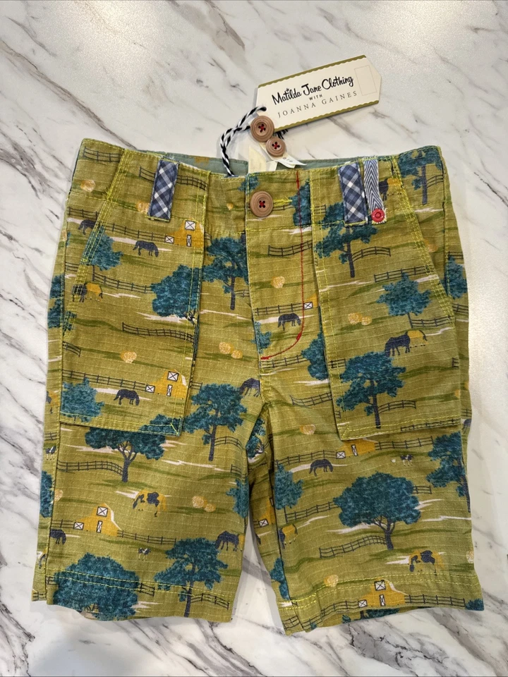 Matilda Jane Joanna Gaines Farm Print Shorts Size 4 Boys NWT  - Image 1 of 4
