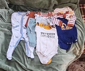 Baby Boys 3- 6 Month Clothing Lot Short Sleeve Tops Pajamas Wild Animals Bugs - Picture 1 of 13