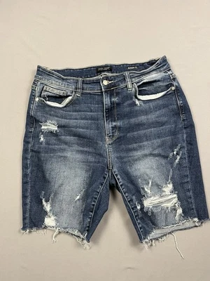 Judy Blue Shorts Womens 16 Distressed Denim High Rise Frayed Hem - Image 1 of 4