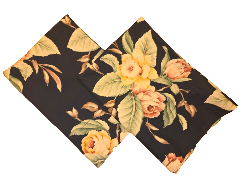 Ralph Lauren CHARLESTON Negro Floral 2 REY Fundas de Almohada Francés/País/Casa Rural Foto 1 de 3