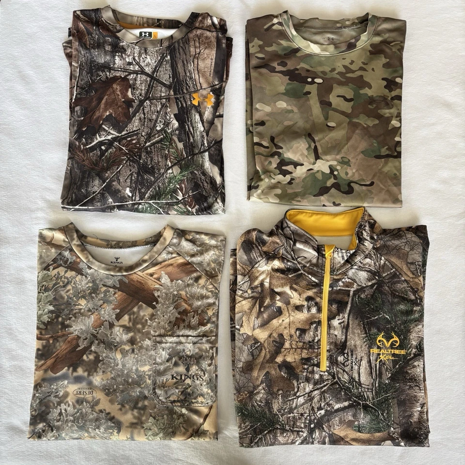 Lote de 4 camisas de caza grandes para hombre: paquete Under Armour, Realtree, King’s Camo Foto 1 de 4