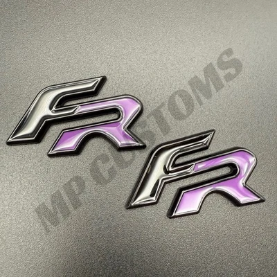 2 Gloss Black & Purple FR Badge Emblem for Leon Ibiza Ateca Dechrome Arona Mii