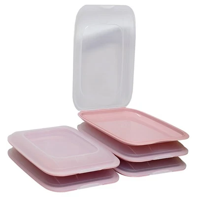 5x stapelbare Frischhaltedose Aufschnittbox Wurst Behälter Aufschnittdose Rosa - Bild 1 von 4