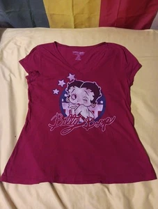 Vintage Betty Boop Juniors Red Tee Sz XL/XG 15/17 V-neck - Picture 1 of 4