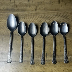 Vintage Interpur Florenz Petal Flatware 6 Spoons Stainless Steel Korea - Picture 1 of 5