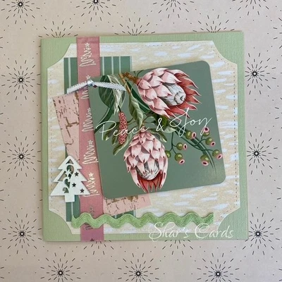Australian Native Christmas Card – Protea “Peace & Joy”, handmade in Australia - Image 1 of 3