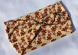 Headbands 70's Retro inspired Warm Harvest Gold small floral print. Bamboo. - Picture 1 of 3