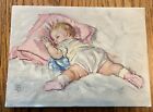 Charming 1920s Vintage Maud Tousey Fangel Sleeping Baby Print on Cardboard